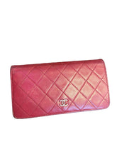 Load image into Gallery viewer, Chanel dark pink quilted lambskin leather L Yen long wallet
