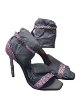 Load image into Gallery viewer, Saint Laurent Purple Glitter Amber 101 Ankle Strap Heel
