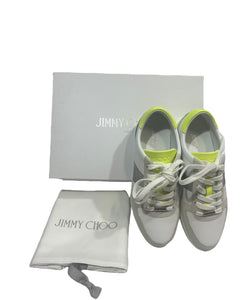 Jimmy Choo White/Silver/Neon Citron Teri Sneakers