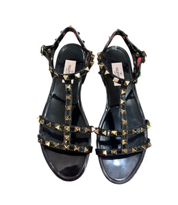 Valentino Garavani Black Jelly Rockstud Gladiator Sandals