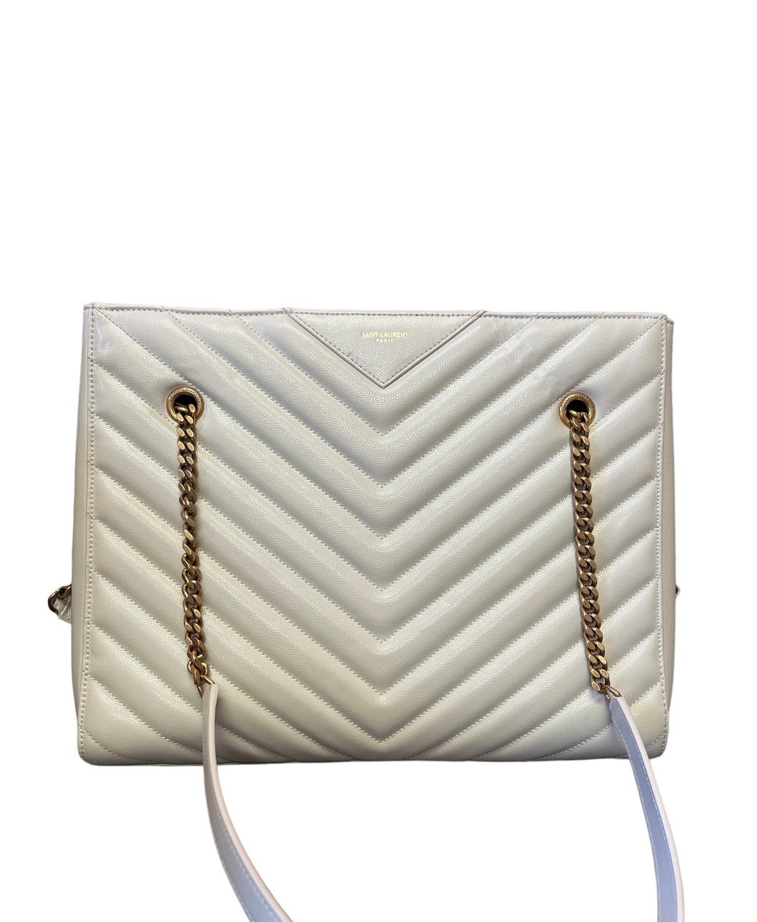 ysl Saint Laurent White Tribeca Medium handbag