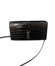 Load image into Gallery viewer, YSL Saint Laurent Black Croc embossed leather
