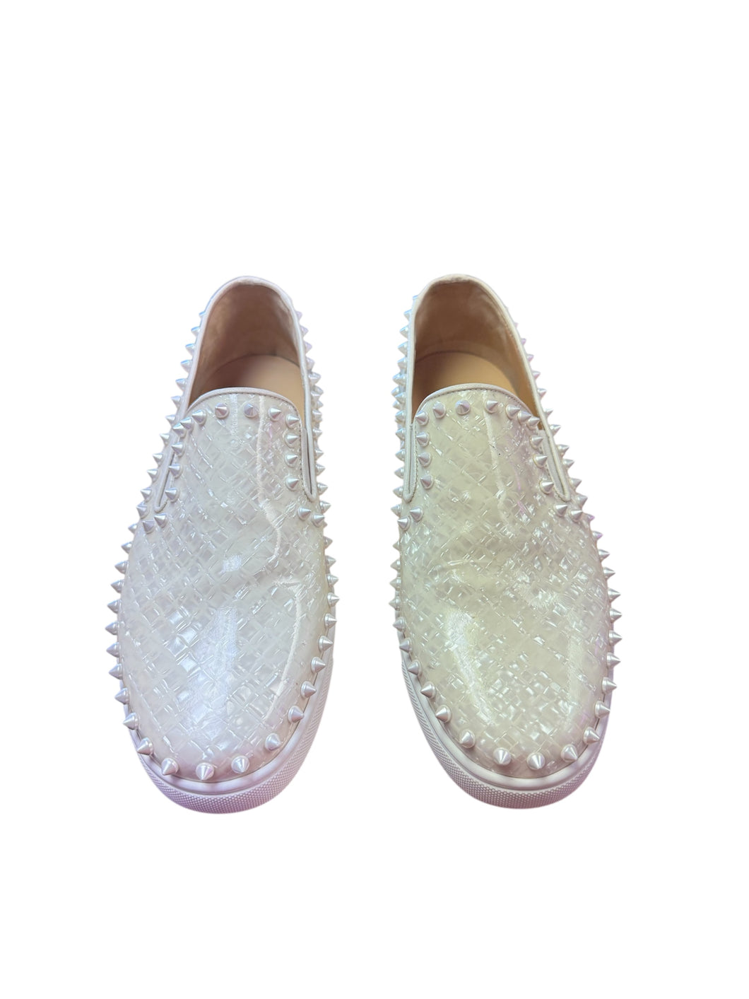 Christian Louboutin White Spiked Pearl Sneakers