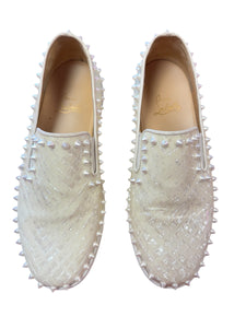 Christian Louboutin White Spiked Pearl Sneakers
