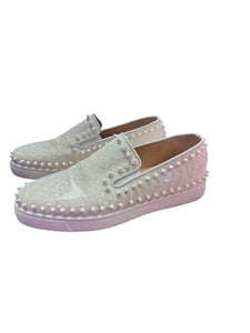 Christian Louboutin White Spiked Pearl Sneakers