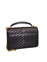Load image into Gallery viewer, YSL Logo Plague Shoulder bag quilates black
