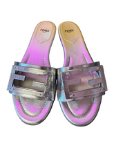 Load image into Gallery viewer, Fendi FF Silver slides
