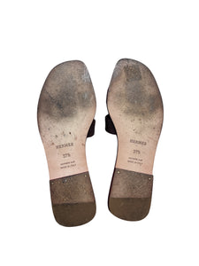 Hermes Oran Sandals Lizard Purple