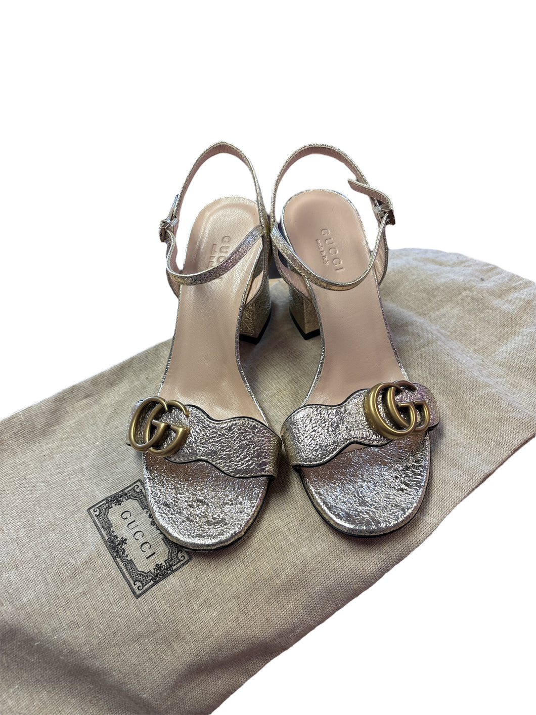 Gucci Marmont Gold Heels