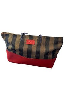 Fendi Pequin Roll Tote Red