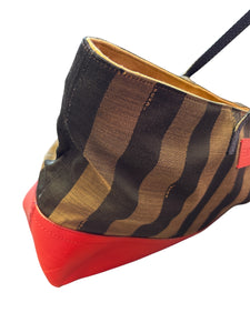 Fendi Pequin Roll Tote Red
