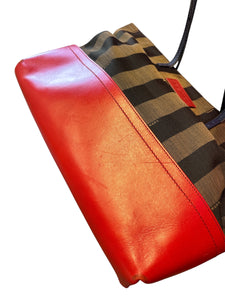 Fendi Pequin Roll Tote Red