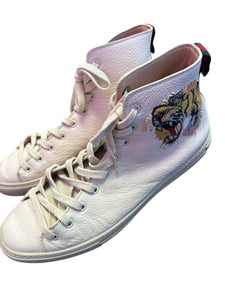 Gucci Leather High Top Tiger Sneakers Top