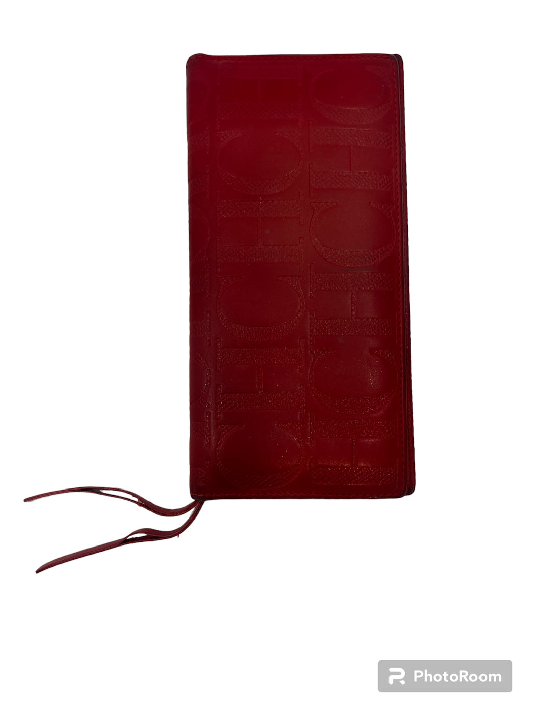 Carolina Herrera Red Monogram Embossed leather wallet