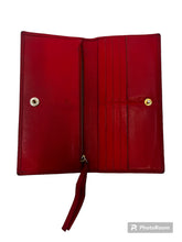 Load image into Gallery viewer, Carolina Herrera Red Monogram Embossed leather wallet
