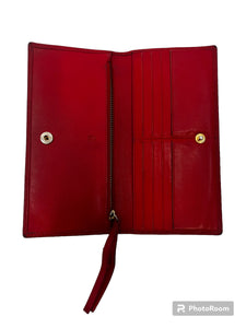 Carolina Herrera Red Monogram Embossed leather wallet