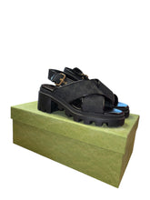 Load image into Gallery viewer, Gucci Black GG Lug Sandals
