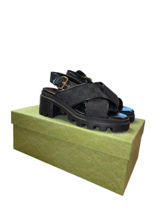 Gucci Black GG Lug Sandals