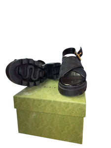 Gucci Black GG Lug Sandals