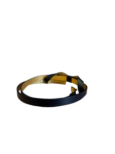 Carolina Herrera Leather Belt with Gold Interior