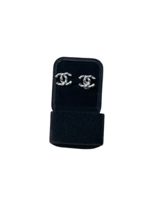 Chanel CC Silver Stud Earrings