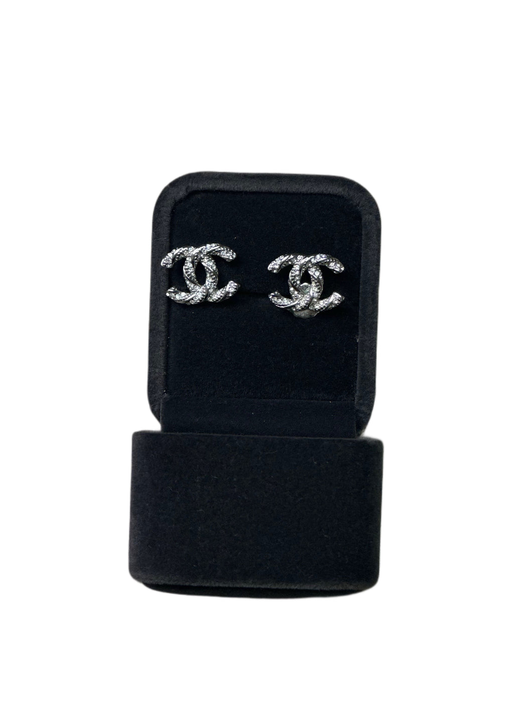 Chanel CC Silver Stud Earrings