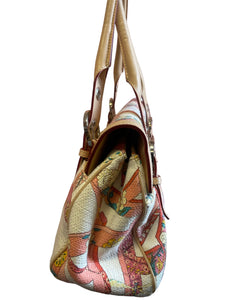 Salvatore Ferragamo Lock Fabric Print Handbag