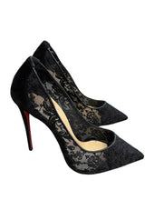 Load image into Gallery viewer, Christian Louboutin Lace Black Suede and Lace Follies Pointed Toe Pumps
