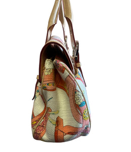 Salvatore Ferragamo Lock Fabric Print Handbag