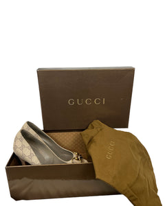 Gucci Guccissima Canvas Horsebit Peep Toe Platform