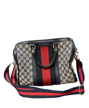 Load image into Gallery viewer, Gucci Boston Navy Red Stripe Handbag
