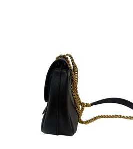 Prada Black Saffiano Flab Shoulder Bag