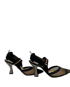 Fendi Mesh Colibri Slingback Pumps