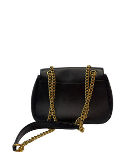 Prada Black Saffiano Flab Shoulder Bag