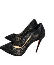 Load image into Gallery viewer, Christian Louboutin Lace Black Suede and Lace Follies Pointed Toe Pumps
