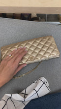 Load and play video in Gallery viewer, Carolina Herrera Quilted Gold Chain Crossbody Bag/ Clutch
