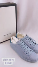 Load and play video in Gallery viewer, Gucci New Ace Blue Perforated Sneakers
