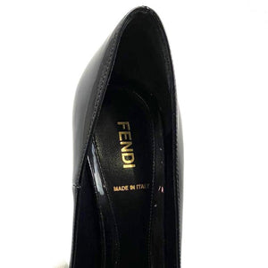 Fendi Black Patent Leather FF Zucca Heels