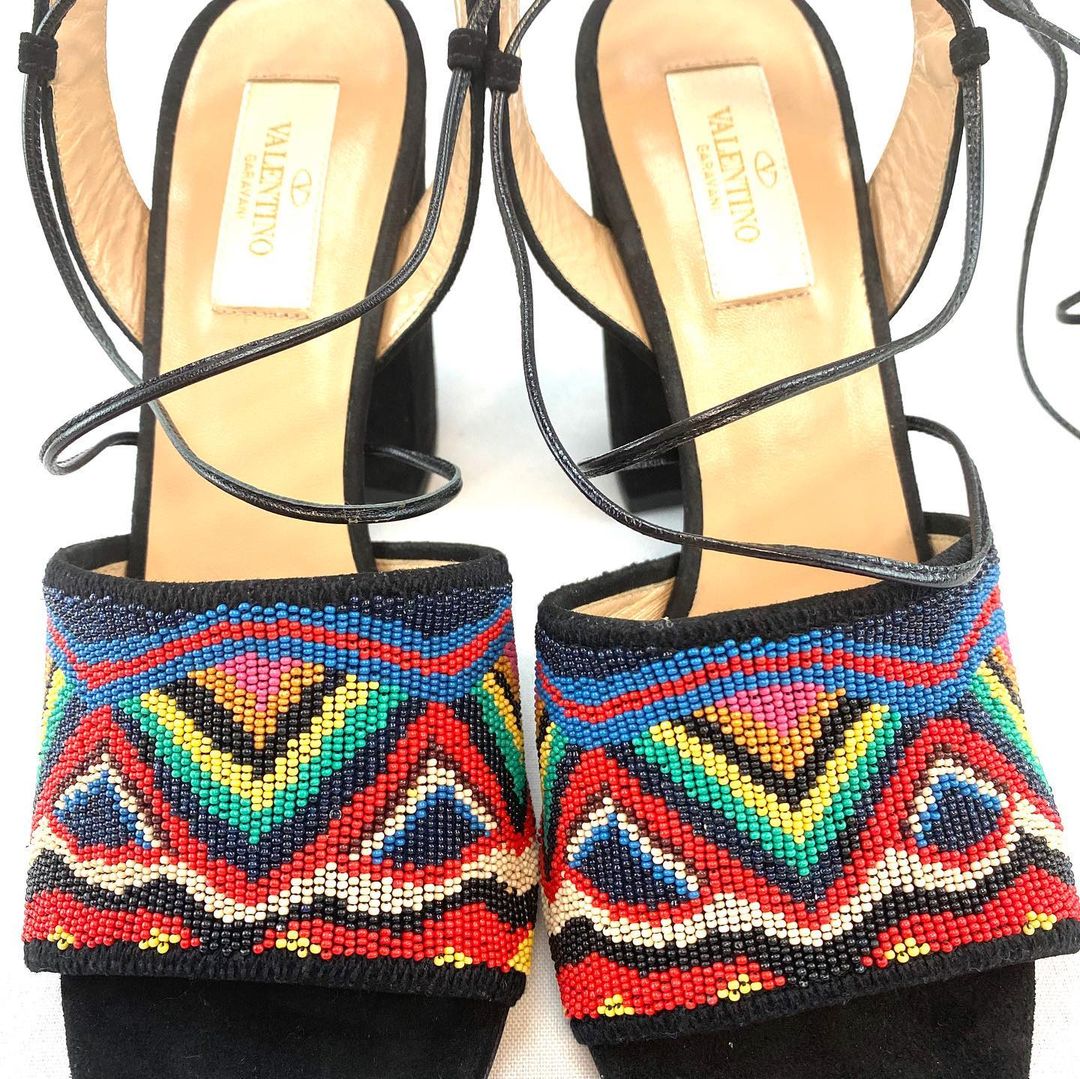 $1495 Valentino Thongs Tribe Gladiator Mask Lace-up Sandals Runway Flats  38.5 | eBay