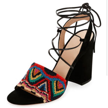 Load image into Gallery viewer, Valentino Garavani Native Beaded Lace Up Sandals
