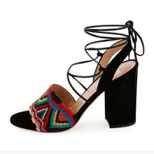 Load image into Gallery viewer, Valentino Garavani Native Beaded Lace Up Sandals
