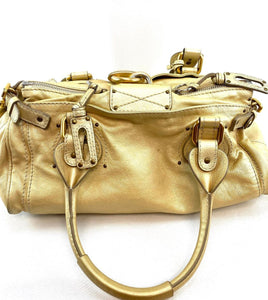 Chloe Metallic Leather Paddington Medium Satchel