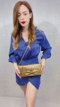 Load and play video in Gallery viewer, Carolina Herrera Audrey Small Gold Bow Shoulderbag/clutch
