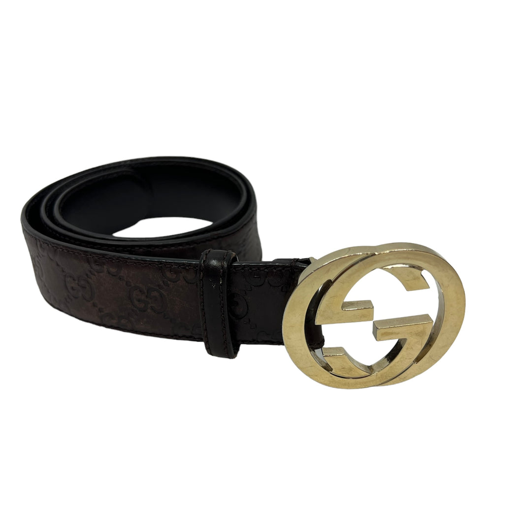 Gucci Guccissima brown/gold belt