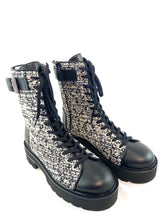 Load image into Gallery viewer, Stuart Weitzman Tweed Combat Boots
