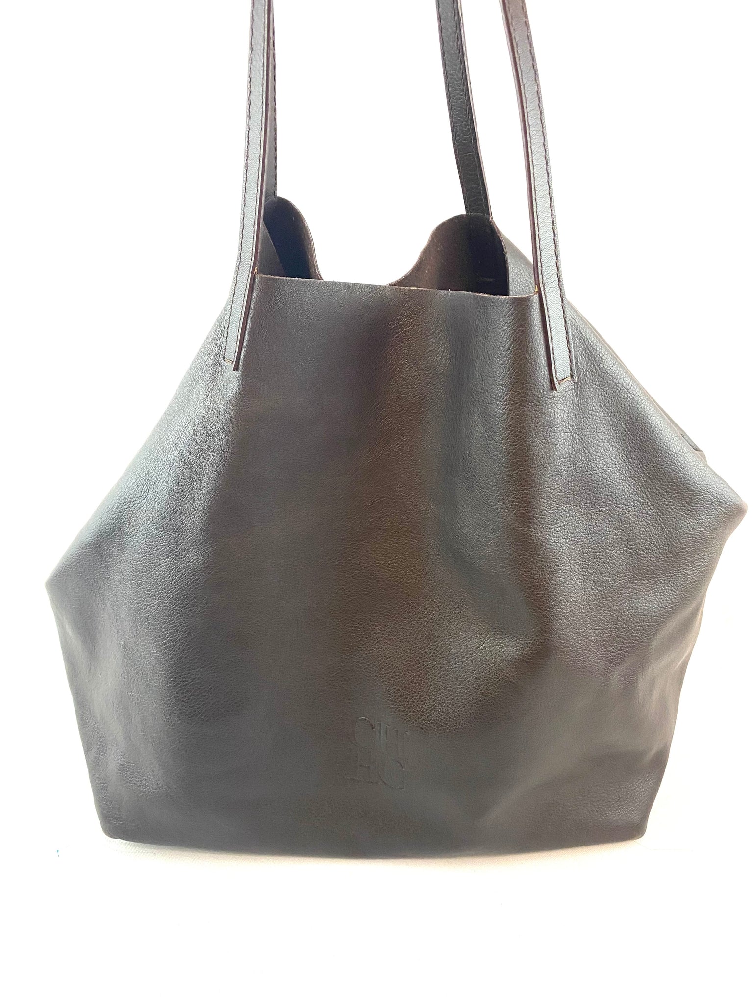 CH Carolina Herrera Black Leather MATRYOSHKA Tote Handbag
