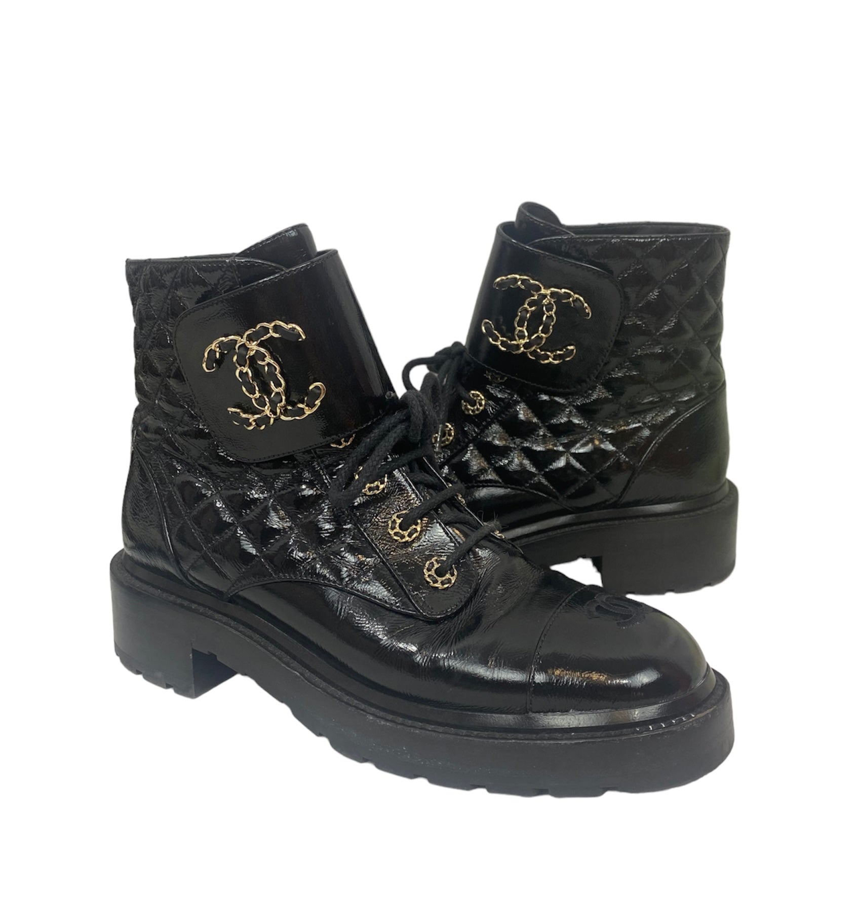 Chanel Lambskin Lace-Up Boots