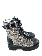 Load image into Gallery viewer, Stuart Weitzman Tweed Combat Boots
