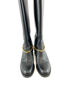 Gucci Black Leather Tall Boots