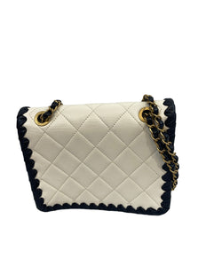 Chanel chain calfskin b&w crossbody